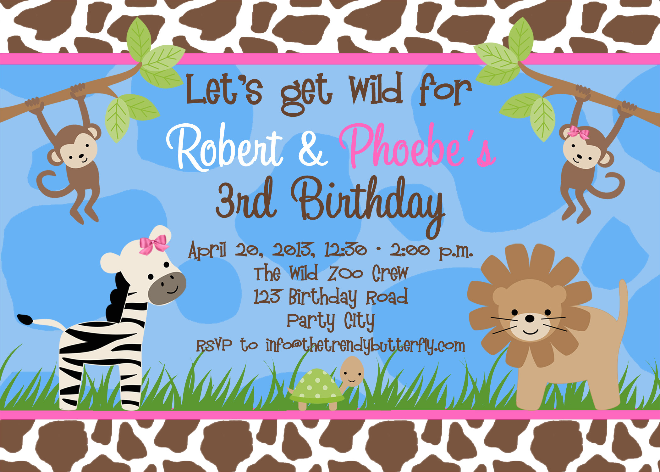 free animal birthday invitation