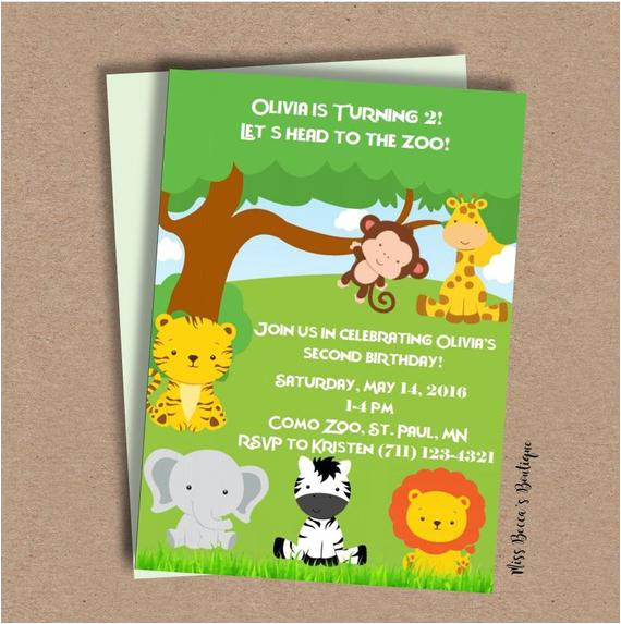 zoo animal birthday party invitation