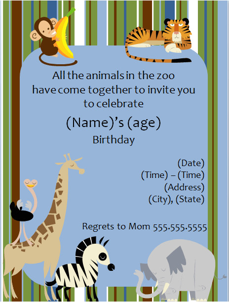 free animal birthday invitation