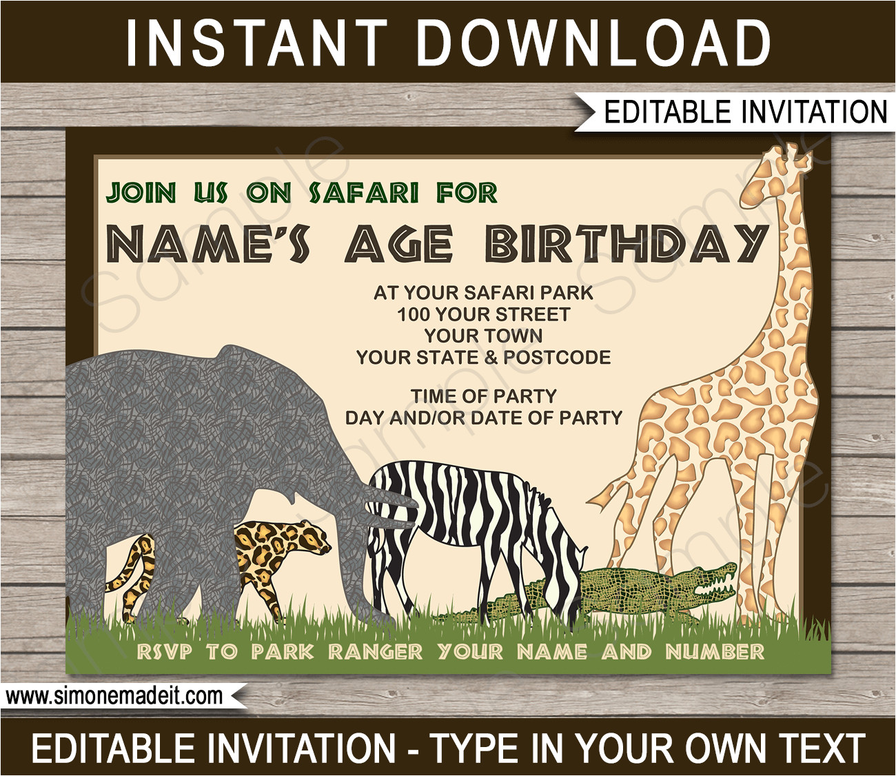 safari birthday invitation template free