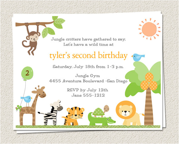 10 birthday party invitations jungle zoo by eclecticnotecards