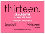 13th Birthday Invitations for Girls Thirteen Pink 13th Birthday Invitations