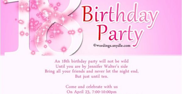 18th Birthday Invitation Sample 18th Birthday Party Invitation Wording Wordings and Messages