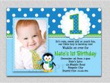 1st Birthday Invitation Frames Penguin Birthday Invitation Penguin 1st Birthday Party Invites