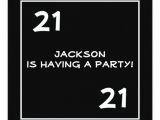 21st Birthday Invitations Male Male 21st Birthday Party Simple Black & White Invitation