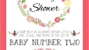 2nd Baby Shower Invitations Floral Baby Shower Invitation for Baby 2