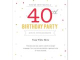 40th Birthday Party Invitations Templates Free 40th Birthday Invitation Template Word