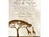 African themed Wedding Invitations Brown and Ivory African Giraffe Wedding Invitation