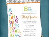 Alphabet Baby Shower Invitations Alphabet Baby Shower Invitation Abc Library Invite Bring A
