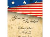 American Flag Wedding Invitations Patriotic Us Flag Vintage Style Wedding Invitation 4 25 Quot X