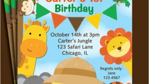 Animal themed Birthday Party Invitation Wording Animal Invitation Printable or Printed with Free Shipping