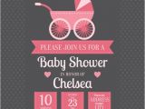 Baby Shower Invitations Vector Baby Shower Invitation with Baby Buggy Vector