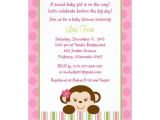 Baby Shower Invitations with Monkeys Baby Girl Monkey Baby Shower Invitations