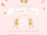 Ballerina Party Invites Pink and Gold Ballerina Birthday Party Invitation Kids
