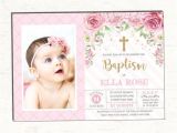 Baptism and Birthday Invitation Sample Girl Baptism Invitation Pink Gold Christening Printable