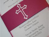 Baptism Invitations Etsy Pink Baptism Invitation with Cross Christening by