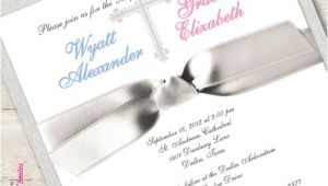 Baptism Invitations for Boy and Girl Twin First Munion Invitation Twin Boy and Girl