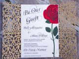 Beauty and the Beast Wedding Invitations Red Rose Wedding Invitation Inspired by the Beauty and the