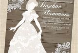 Belle Bridal Shower Invitations Rustic Wooden Vintage Disney Princess Belle Silhouette