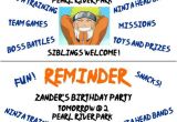 Birthday Invitation Reminder Template Naruto themed Birthday Party