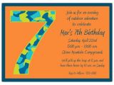 Birthday Invitation Wording for 7 Year Old Boy Birthday Boy Camo 7th Birthday Invitations