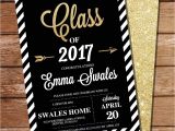 Black and Gold Graduation Party Invitations Black and Gold Graduation Invitation Gold Glitter