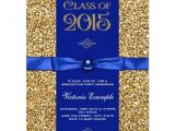 Blue and Gold Graduation Invitations Blue and Gold Glitter Graduation Announcements Zazzle