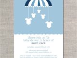 Blue and White Baby Shower Invitations Onesies On A Mobile Uh Oh Pasghettio