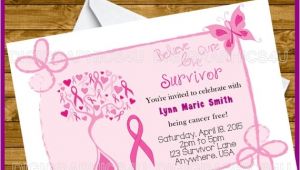 Breast Cancer Party Invitations Breast Cancer Survivor Party Invitation for by Digigraphics4u