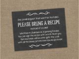 Bridal Shower Invitation Inserts Please Bring A Recipe Instead Of A Card Insert for Bridal