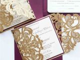 Burgundy and Ivory Wedding Invitations Burgundy and Ivory Wedding Invitations Laser Cut Pocket