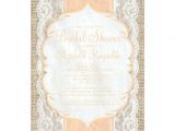 Burlap and Lace Bridal Shower Invitations Peach Linen Burlap Lace Bridal Shower Invitations