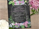 Chalkboard Mason Jar Bridal Shower Invitations Chalkboard Mason Jar Floral Bridal Wedding by Starstreamdesign