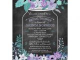 Chalkboard Mason Jar Bridal Shower Invitations Chalkboard Mason Jar Purple and Green Flowers Bridal
