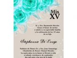 Cheap Quinceanera Invitations Spanish 5×7 Aqua Roses Quinceanera Birthday Invitation