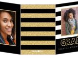 Cheap Tri Fold Graduation Invitations Glitter Black White Stripes Trifold Graduation