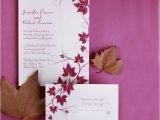 Cheap Wedding Invite Sets Modern Red Maple Leaves Discount Wedding Invitation Sets