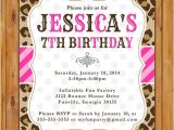 Cheetah Party Invitations Leopard Print Birthday Party Invite Pink Stripes Polka Dots