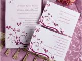 Coloured Wedding Invitations Elegant Purple butterfly Wedding Invitations with Response