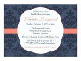 Coral and Navy Bridal Shower Invitations Damask Invitation Bridal Baby Shower Coral Navy