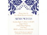 Coral and Navy Bridal Shower Invitations Damask Navy Blue Coral Wedding Bridal Shower 5×7 Paper