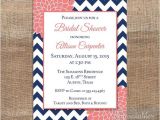 Coral and Navy Bridal Shower Invitations Navy & Coral Bridal Shower Invitation Printable Navy Blue
