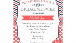 Coral and Navy Bridal Shower Invitations Navy and Coral Vintage Bridal Shower Invitation 5" X 7