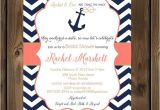 Coral and Navy Bridal Shower Invitations Navy and Coral Wedding Shower Invitations Nautical