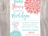 Coral and Teal Baby Shower Invitations Baby Shower Invitation Coral and Teal Baby Shower Invite