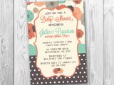 Coral and Teal Baby Shower Invitations Coral and Teal Poppies Baby Shower Invitation by