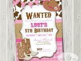 Cowgirl Birthday Invitations Templates Pink Cowgirl Party Invitation Birthday or Baby Shower