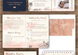 Custom Passport Wedding Invitations Rose Gold Watercolor Destination Wedding Passport