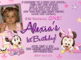 Customized Minnie Mouse First Birthday Invitations Minnie Mouse 1st Birthday Invitations Printable Digital File