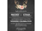 Deer Antler Wedding Invitations Country Chalkboard Deer Antler Wedding Invitations Zazzle